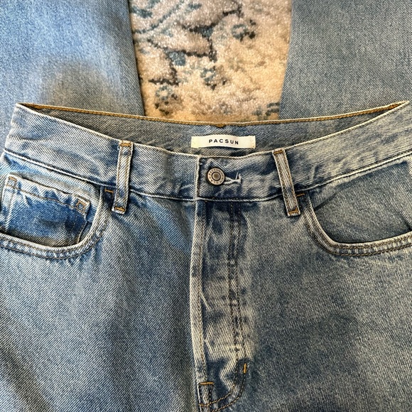 PacSun Eco Medium Blue High Waisted Straight Leg Jeans - Picture 4 of 6